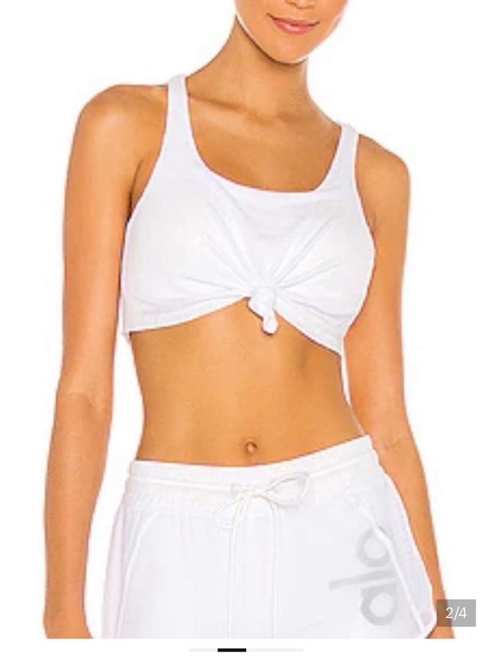 Alo Front Knot Ribbed Sports Bra
